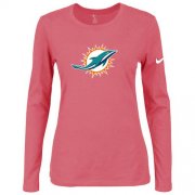 Wholesale Cheap Women's Nike Miami Dolphins Of The City Long Sleeve Tri-Blend NFL T-Shirt Pink