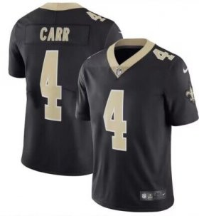 Wholesale Cheap Men\'s New Orleans Saints #4 Derek Carr Black Vapor Limited Stitched Jersey