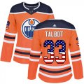 Wholesale Cheap Adidas Oilers #33 Cam Talbot Orange Home Authentic USA Flag Women's Stitched NHL Jersey