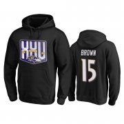 Wholesale Cheap Baltimore Ravens #15 Marquise Brown Men's Black Team 25th Season Pullover Hoodie