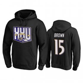Wholesale Cheap Baltimore Ravens #15 Marquise Brown Men\'s Black Team 25th Season Pullover Hoodie