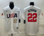 Wholesale Cheap Men's USA Baseball #22 Clayton Kershaw Number 2023 White World Baseball Classic Stitched Jerseys