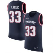 Wholesale Cheap Nike Patriots #33 Kevin Faulk Navy Blue Team Color Men's Stitched NFL Limited Rush Tank Top Jersey
