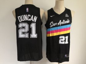Wholesale Cheap Men\'s San Antonio Spurs #21 Tim Duncan Black 2021 Nike City Edition Swingman Stitched NBA Jersey With The NEW Sponsor Logo