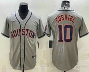 Wholesale Cheap Men's Houston Astros #10 Yuli Gurriel Grey With Patch Stitched MLB Cool Base Nike Jersey