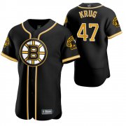 Wholesale Cheap Boston Bruins #47 Torey Krug Men's 2020 NHL x MLB Crossover Edition Baseball Jersey Black