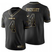 Wholesale Cheap Dallas Cowboys #4 Dak Prescott Men's Nike Black Golden Limited NFL 100 Jersey
