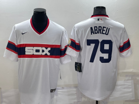 Wholesale Cheap Men\'s Chicago White Sox #79 Jose Abreu White Pullover Stitched Throwback Cool Base Nike Jersey