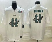 Wholesale Cheap Men's Philadelphia Eagles #11 AJ Brown Super Bowl LVII Patch White Shadow Logo Limited Stitched Jersey