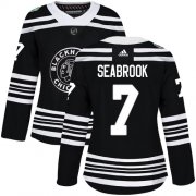 Wholesale Cheap Adidas Blackhawks #7 Brent Seabrook Black Authentic 2019 Winter Classic Women's Stitched NHL Jersey