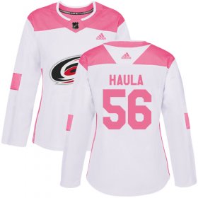 Wholesale Cheap Adidas Hurricanes #56 Erik Haula White/Pink Authentic Fashion Women\'s Stitched NHL Jersey
