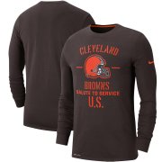 Wholesale Cheap Men's Cleveland Browns Nike Brown 2019 Salute to Service Sideline Performance Long Sleeve Shirt