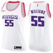 Wholesale Cheap Women's Sacramento Kings #55 Jason Williams White Pink NBA Swingman Fashion Jersey