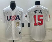 Wholesale Cheap Mens USA Baseball #15 Bobby Witt Jr Number 2023 White World Baseball Classic Replica Stitched Jersey