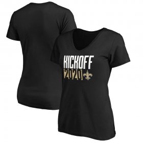 Wholesale Cheap New Orleans Saints Fanatics Branded Women\'s Kickoff 2020 V-Neck T-Shirt Black