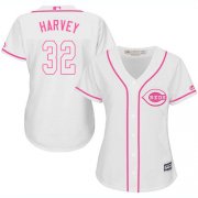 Wholesale Cheap Reds #32 Matt Harvey White/Pink Fashion Women's Stitched MLB Jersey