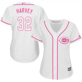Wholesale Cheap Reds #32 Matt Harvey White/Pink Fashion Women\'s Stitched MLB Jersey