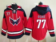 Wholesale Cheap Men's Washington Capitals #77 TJ Oshie Red Ageless Must Have Lace Up Pullover Hoodie