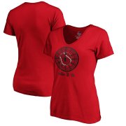 Wholesale Cheap Boston Red Sox vs. New York Yankees Majestic Women's 2019 London Series Dueling Clock V-Neck T-Shirt - Red