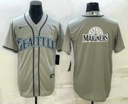 Wholesale Cheap Men's Seattle Mariners Big Logo Gray Stitched MLB Cool Base Jersey