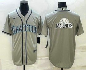 Wholesale Cheap Men\'s Seattle Mariners Big Logo Gray Stitched MLB Cool Base Jersey
