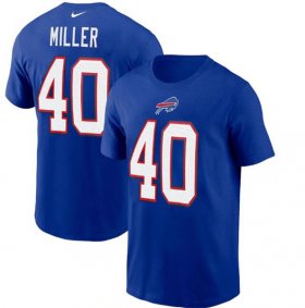 Wholesale Cheap Men\'s Buffalo Bills #40 Von Miller 2022 Blue Name & Number T-Shirt