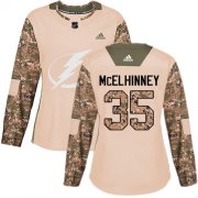 Cheap Adidas Lightning #35 Curtis McElhinney Camo Authentic 2017 Veterans Day Women's Stitched NHL Jersey