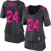 Wholesale Cheap Nike Seahawks #24 Marshawn Lynch Dark Grey Women's Breast Cancer Awareness Stitched NFL Elite Jersey