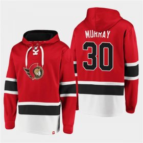 Wholesale Cheap Men\'s Ottawa Senators #30 Matt Murray Red Ageless Must-Have Lace-Up Pullover Hoodie