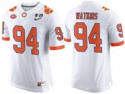 Wholesale Cheap Men's Clemson Tigers #94 Carlos Watkins White 2017 Championship Game Patch Stitched CFP Nike Limited Jersey