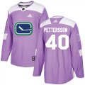 Wholesale Cheap Adidas Canucks #40 Elias Pettersson Purple Authentic Fights Cancer Youth Stitched NHL Jersey