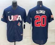 Wholesale Cheap Men's USA Baseball #20 Pete Alonso 2023 Navy World Baseball Classic Stitched Jerseys