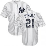 Wholesale Cheap Yankees #21 Paul O'Neill White Strip Team Logo Fashion Stitched MLB Jersey