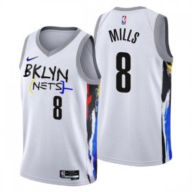 Wholesale Cheap Men\'s Brooklyn Nets #8 Patty Mills 2022-23 White City Edition Stitched Basketball Jersey