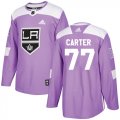 Wholesale Cheap Adidas Kings #77 Jeff Carter Purple Authentic Fights Cancer Stitched Youth NHL Jersey