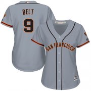 Wholesale Cheap Giants #9 Brandon Belt Grey Road Women's Stitched MLB Jersey