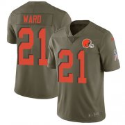Wholesale Cheap Nike Browns #21 Denzel Ward Olive Men's Stitched NFL Limited 2017 Salute To Service Jersey