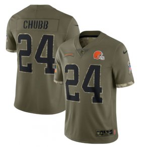 Wholesale Cheap Men\'s Cleveland Browns #24 Nick Chubb 2022 Olive Salute To Service Limited Stitched Jersey