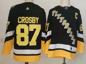 Wholesale Cheap Men\'s Pittsburgh Penguins #87 Sidney Crosby Black 2021-2022 Stitched Jersey