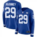 Wholesale Cheap Nike Giants #29 Xavier McKinney Royal Blue Team Color Women's Stitched NFL Limited Therma Long Sleeve Jersey