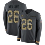 Wholesale Cheap Nike Chiefs #26 Damien Williams Anthracite Salute to Service Men's Stitched NFL Limited Therma Long Sleeve Jersey