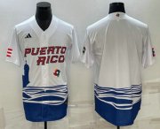 Wholesale Cheap Men's Puerto Rico Baseball Blank White 2023 World Baseball Classic Stitched Jersey
