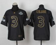 Wholesale Cheap Nike Seahawks #3 Russell Wilson Black Gold No. Fashion Men's Stitched NFL Elite Jersey