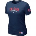Wholesale Cheap Women's Chicago Cubs Nike Short Sleeve Practice MLB T-Shirt Midnight Blue