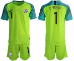 Wholesale Cheap Chile #1 C.Bravo Shiny Green Goalkeeper Soccer Country Jersey