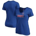 Wholesale Cheap Chicago Cubs Majestic Women's 2019 MLB Little League Classic V-Neck T-Shirt Royal