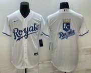 Wholesale Cheap Men's Kansas City Royals Big Logo White Stitched MLB Cool Base Nike Jerseys