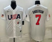 Wholesale Cheap Men's USA Baseball #7 Tim Anderson 2023 White World Baseball Classic Stitched Jersey