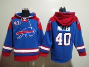 Wholesale Cheap Men's Buffalo Bills #40 Von Miller Blue Ageless Must Have Lace Up Pullover Hoodie