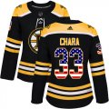 Wholesale Cheap Adidas Bruins #33 Zdeno Chara Black Home Authentic USA Flag Women's Stitched NHL Jersey